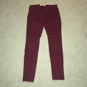 Maroon/ Burgundy Hollister low rise skinny pants